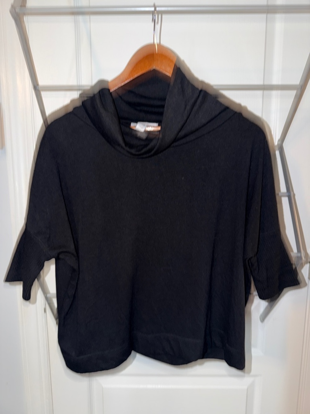 Ambiance Black Short-Sleeve Cowl Neck Sweater